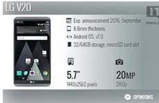 LG V20详细参数曝光：2K屏+骁龙820+6GB RAM